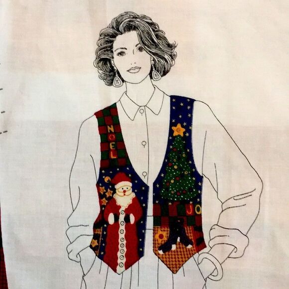 Fabric Panel Christmas Vest Cut & Sew Panel - Picture 1 of 8